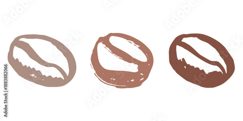 Set of hand drawn fresh roasted coffee bean Arabica robusta seed doodle Single element for design print packaging label decor