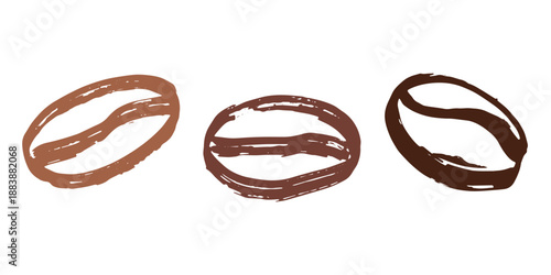 Set of hand drawn fresh roasted coffee bean Arabica robusta seed doodle Single element for design print packaging label decor