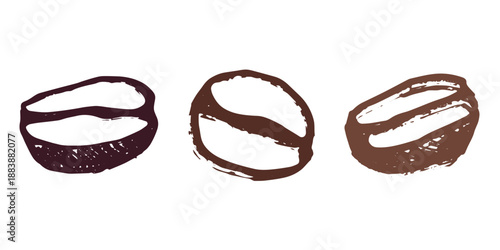 Set of hand drawn fresh roasted coffee bean Arabica robusta seed doodle Single element for design print packaging label decor