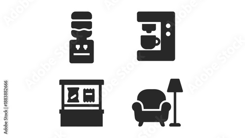 A set of modern home icons on a white background