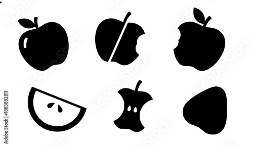 Bold apple glyph icons vector collection for branding and digital design