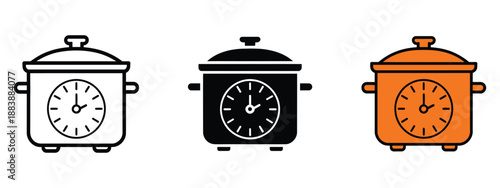 Cooking time icon vector illustration, home cooking, meal prep, and modern kitchen design symbol for culinary planning, recipe management, food preparation