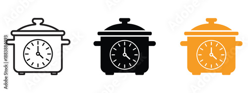 Cooking time icon vector, representing home cooking, meal prep, and modern kitchen design, culinary efficiency, recipe tracking, healthy food preparation, and kitchen workflow illustration