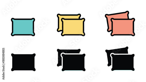 A collection of colorful pillows on a white background