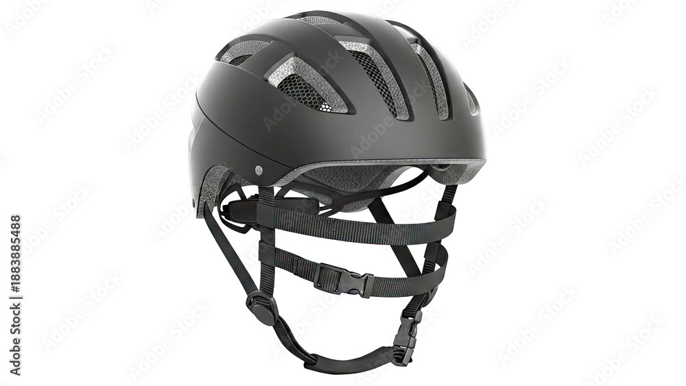 Fototapeta premium Black Bicycle Helmet with Straps and Buckle