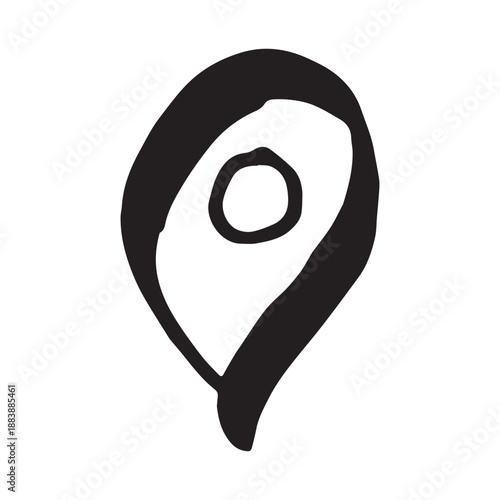 Hand drawn map pin Map marker pointer sign GPS and mapping tools Location pin symbol Pinpoint clipart in doodle style Single element for web, design