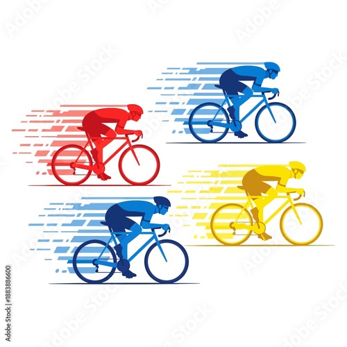 Cyclists Race Silhouette - Speeding Bicycle Competition