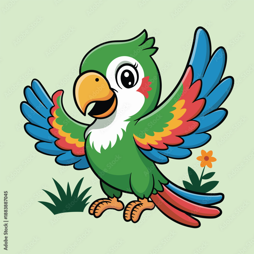 Naklejka premium Sweet Forest Creatures – Animal Parrot Mascot Vector