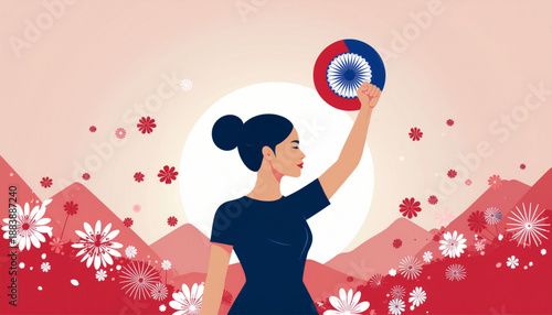 Women Empowerment Vector Illustration, Strong Female Silhouette Symbol of Equality and Strength