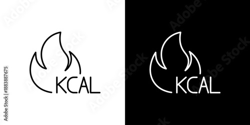 Kcal icon in black and white, symbolizing energy expenditure and dietary planning