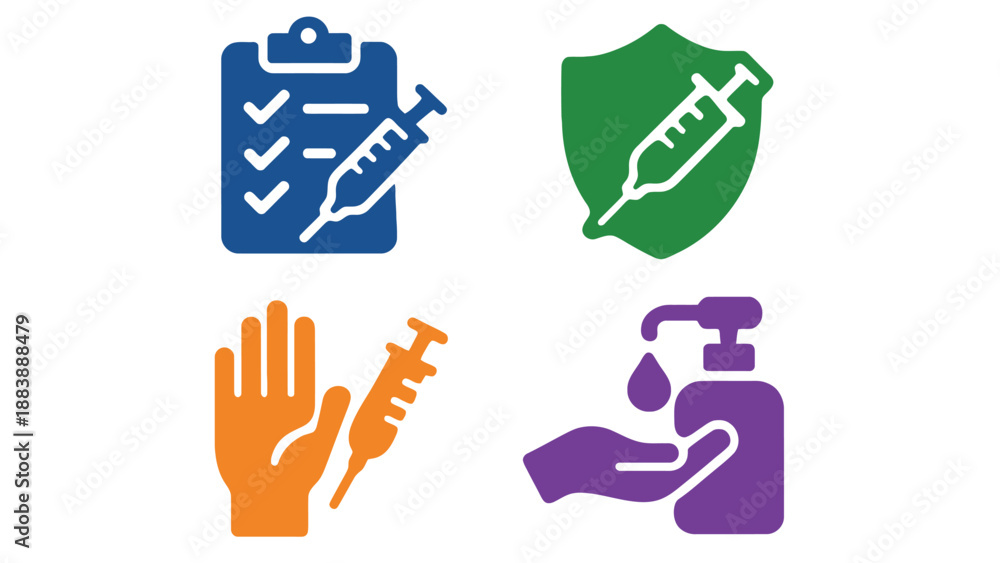 Fototapeta premium A collection of colorful icons representing healthcare and medical concepts.
