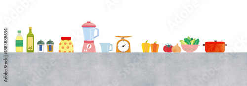 キッチン背景イラスト