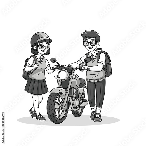 Happy children riding bicycles together outdoors
