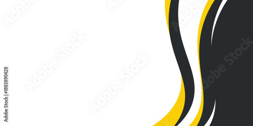 Abstract Yellow Black Wave Background Design with Empty Space for Text Template. vector banner texture graphic design eps10