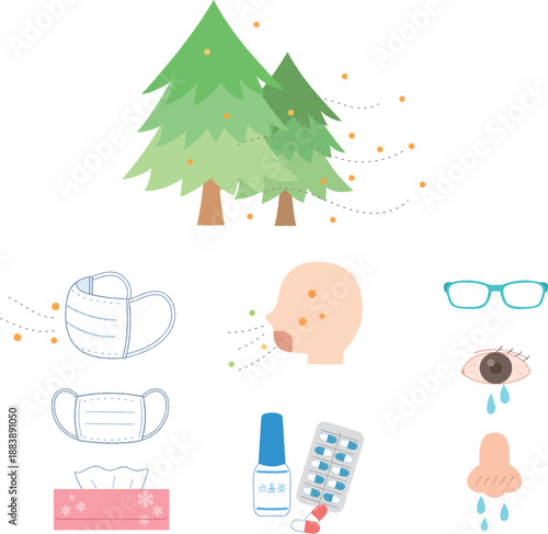 花粉症のアイコンセット