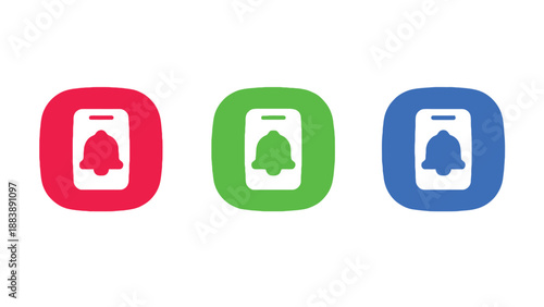 Colorful notification icons on mobile phones in red, green, and blue