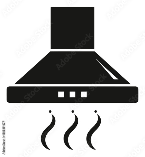 Simple graphic illustration of a range hood depicting steam ventilation for kitchen appliances