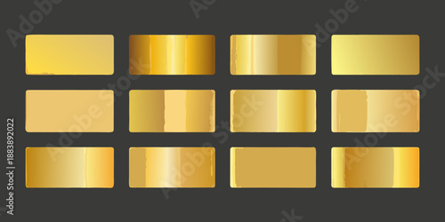 A collection of golden gradient and solid color square swatches