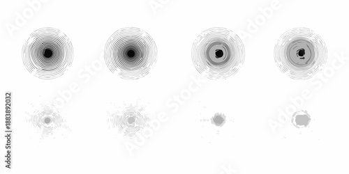 A series of grayscale images displaying circular wave patterns and distortions