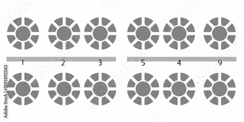 A series of circular patterns with varying numbers of segments displayed