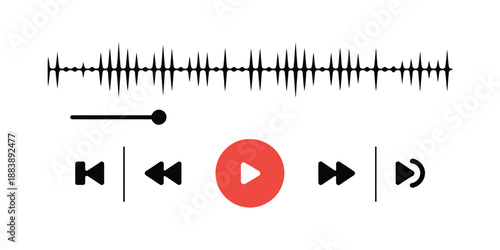 Music or Video Play Bar Icon Audio Player for Songs or Podcast Playlist Play or Pause Button Editable Stroke Vector Illustration, Media Control Interface Symbol.