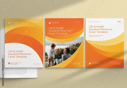 Brochure Cover Templates Set in Medical, Life & Health Insurance Theme for Corporate Report Covers