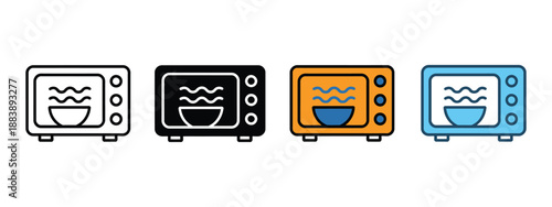 Kitchen microwave oven icon vector illustration, microwave oven symbol for home appliances, cooking, meal preparation, modern kitchen design