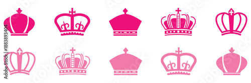 Premium Crown Silhouette Set, royal luxury crown collection. Crown symbols arranged in a unique formation representing royalty power and leadership suitable for royal themed designs. eps 10