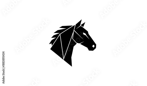 Modern Geometric Horse Head Silhouette Logo Vector for Sports and Business Branding