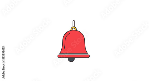 Red Notification Bell Icon Isolated On White Background Representing Alerts And Important Messages For Digital Communication And Online Services