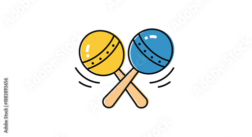 Cheerful Pair Of Colorful Maracas Ready For Music Play And Celebration Activities