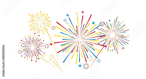 Exploding Fireworks Display with Colorful Bursts in Sky Celebrating Festive Occasions and Celebrations with Bright Radiating Light Patterns