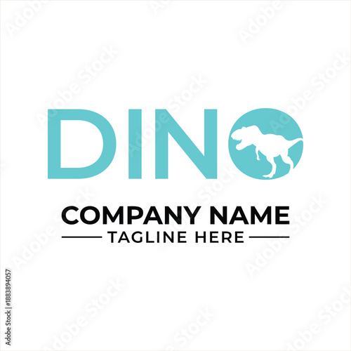 Modern and simple logo design featuring a dinosaur silhouette icon for a company named dino