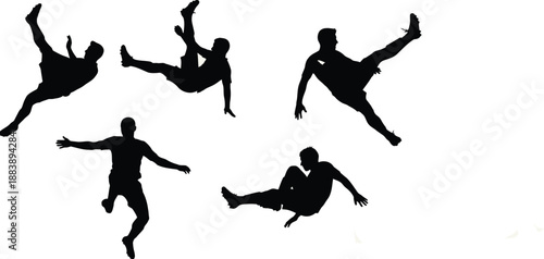 Dynamic Football Players Action Silhouettes Collection with vector illustration