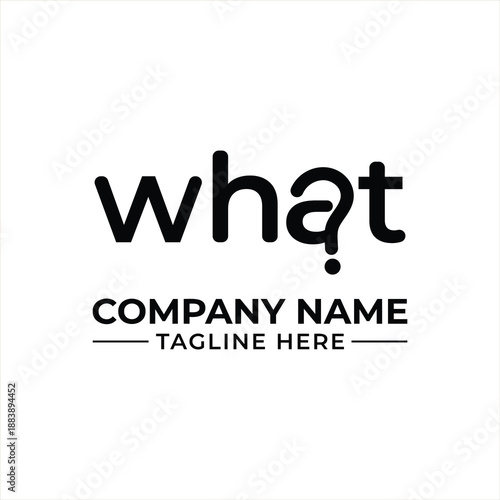 Creative wordmark logo design featuring the word "what" with an integrated question mark symbol
