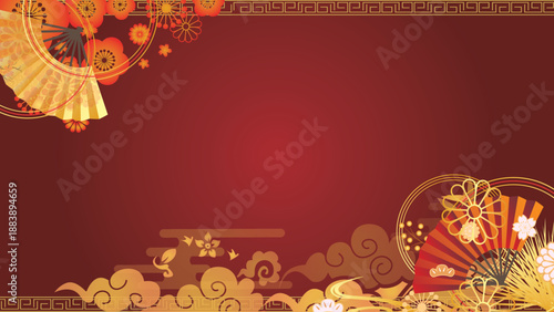 中華風フレーム飾り枠背景