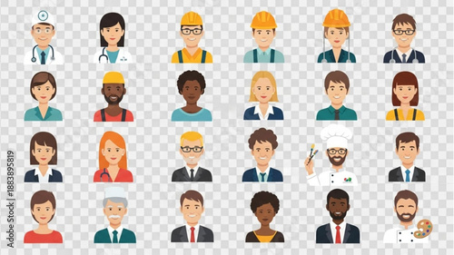 Diverse Group of Professional People Avatars Icons.