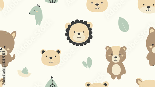 Kids Nursery Cute Animal Illustration