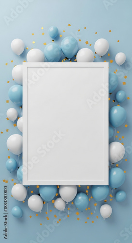 Wallpaper Mural Balloons charmingly frame the white frame with joy Torontodigital.ca