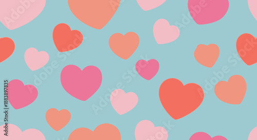 Colorful heart shapes on a pastel blue background, symbolizing love and affection.