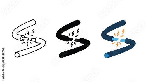 An illustration of a broken cable with sparks flying out