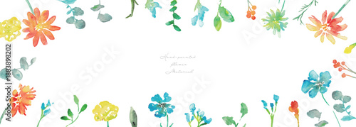 水彩画。水彩タッチのベクター植物イラスト。カラフルな花の水彩背景。春の植物。
Watercolor painting. Vector botanical illustration with watercolor touches. Colorful floral watercolor background. Spring plants.