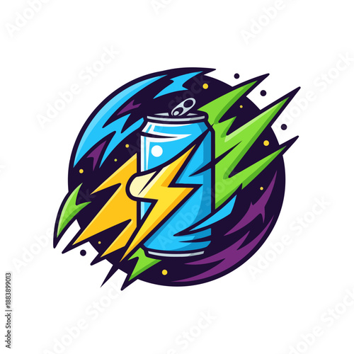 Vibrant dynamic lightning bolts and electric elements bursting with energy in bold graphic design
