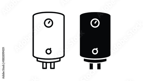 A simple illustration of two water heaters in black and white