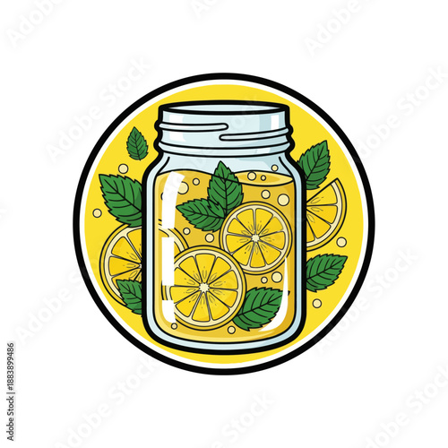 Refreshing citrus infused beverage in a glass jar with mint and lemon slices vibrant and inviting healthy drink concept nature