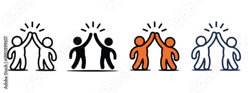 People give high-five icon vector illustration, celebrate team success with dynamic high five symbols, teamwork, collaboration, group achievement