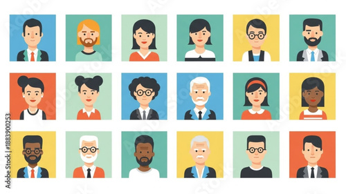 Diverse Group of People Avatars Representing Different Individuals.