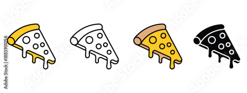 Pizza linear icon set vector, including pizza slice symbols, representing food delivery, restaurant menus, fast food, culinary illustrations