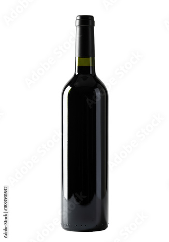 Wallpaper Mural Unlabelled premium dark green Bordeaux red wine bottle, matte black foil capsule, stands vertically on a transparent background with rim light, luxurious product advertising concept Torontodigital.ca