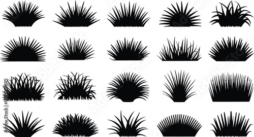 Grass Silhouettes Collection , grass, silhouettes, plants, nature, background, transparent